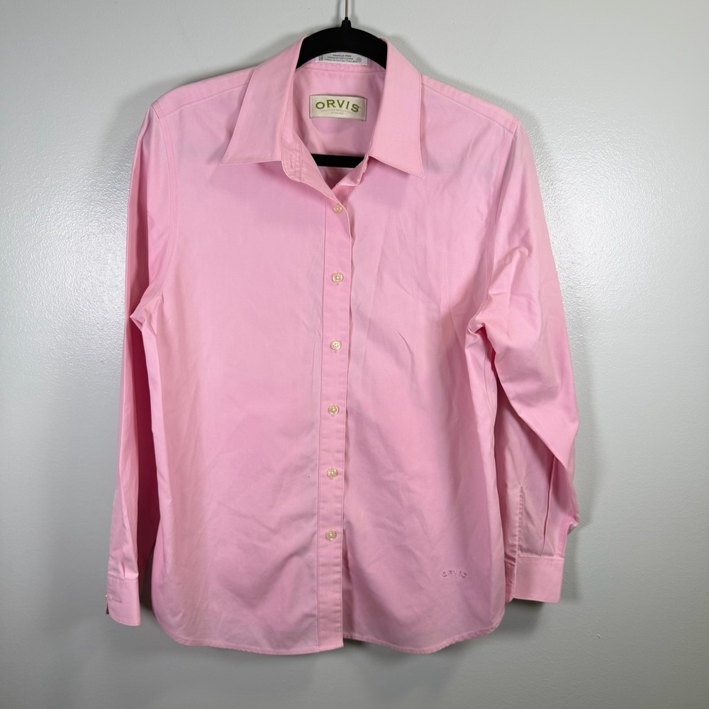 Orvis Pink Long Sleeve Wrinkle Free Button Down Shirt Womens Size 10